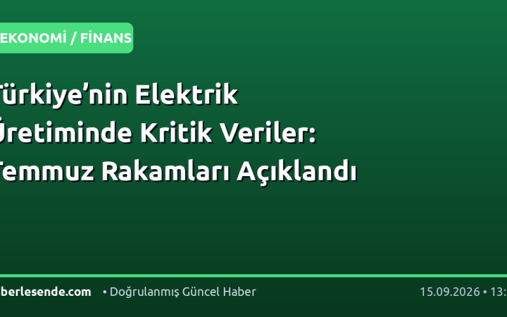 Türkiye’nin Elektrik Üretiminde Kritik Veriler: Temmuz Rakamları Açıklandı