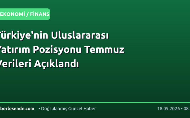 Türkiye'nin Uluslararası Yatırım Pozisyonu Temmuz Verileri Açıklandı