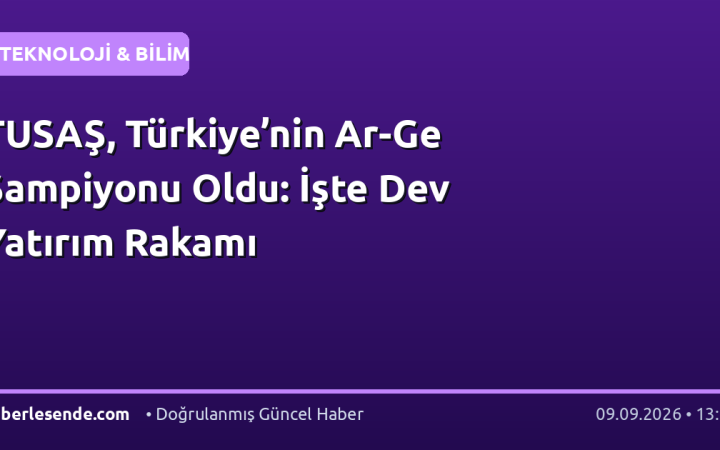 TUSAŞ, Türkiye’nin Ar-Ge Şampiyonu Oldu: İşte Dev Yatırım Rakamı