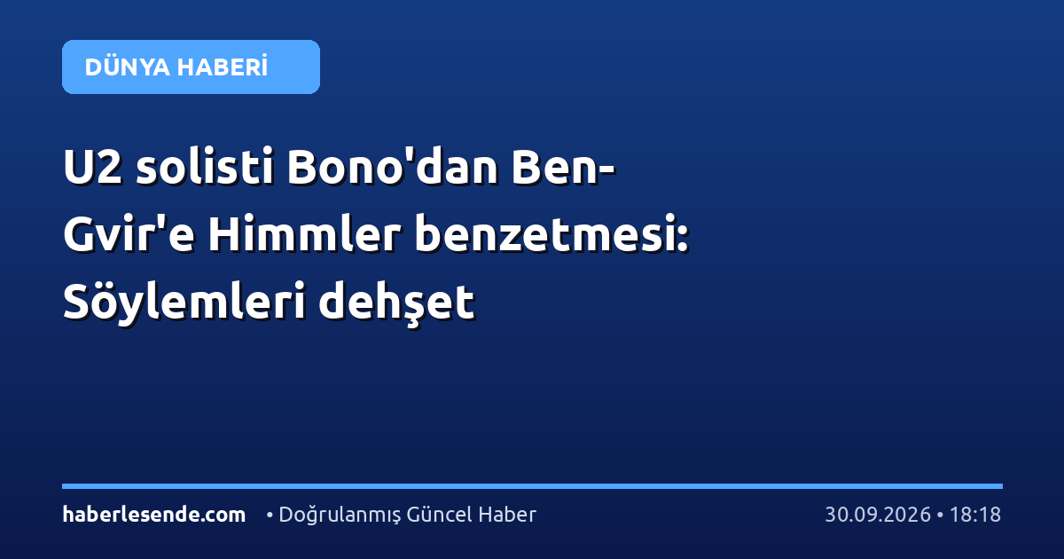 U2 solisti Bono'dan Ben-Gvir'e Himmler benzetmesi: Söylemleri dehşet