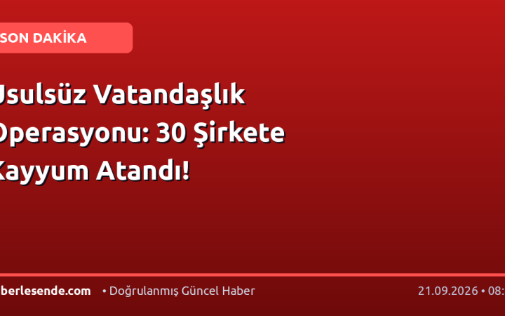 Usulsüz Vatandaşlık Operasyonu: 30 Şirkete Kayyum Atandı!