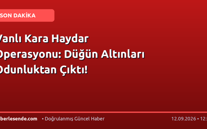 Vanlı Kara Haydar Operasyonu: Düğün Altınları Odunluktan Çıktı!