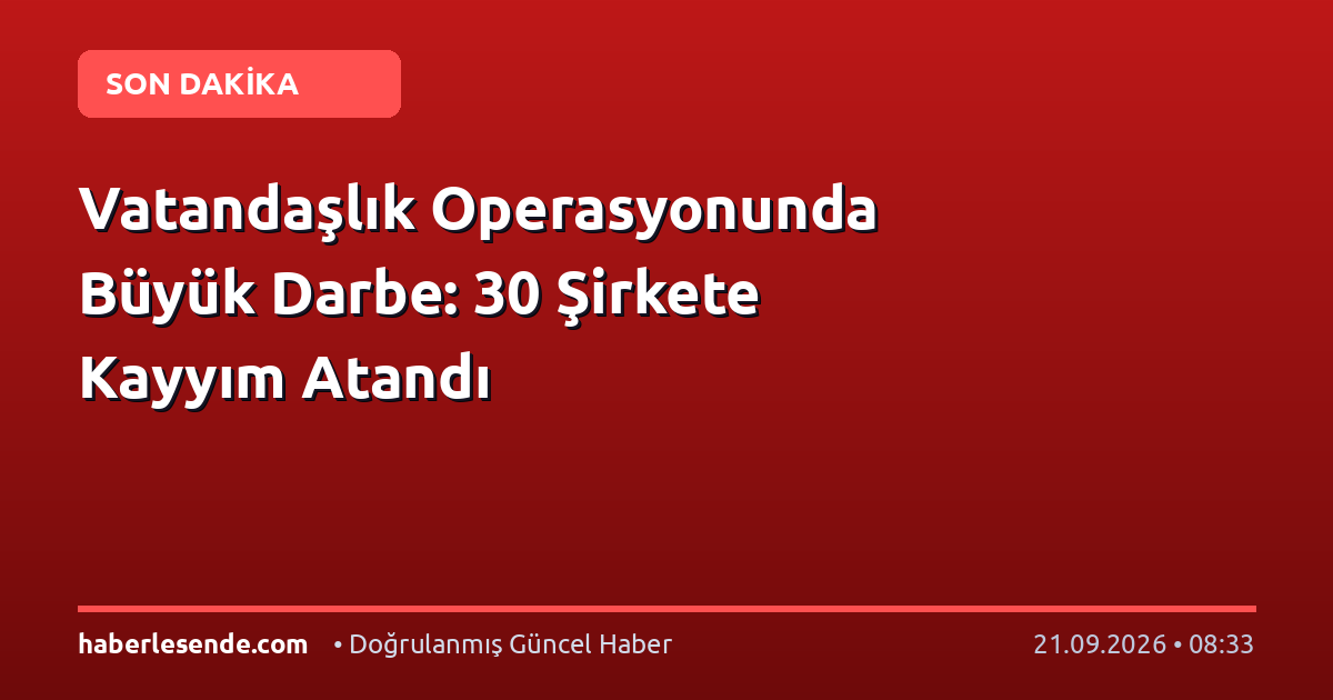 Vatandaşlık Operasyonunda Büyük Darbe: 30 Şirkete Kayyım Atandı