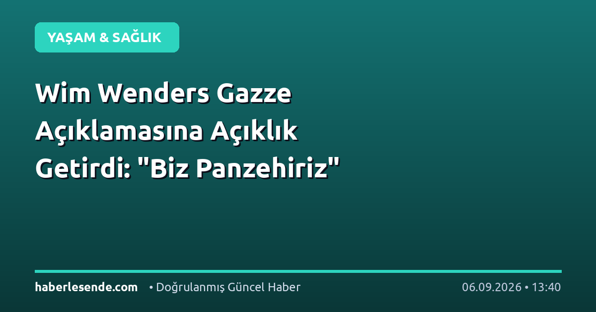 Wim Wenders Gazze Açıklamasına Açıklık Getirdi: "Biz Panzehiriz"