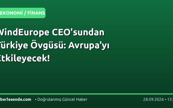 WindEurope CEO'sundan Türkiye Övgüsü: Avrupa'yı Etkileyecek!