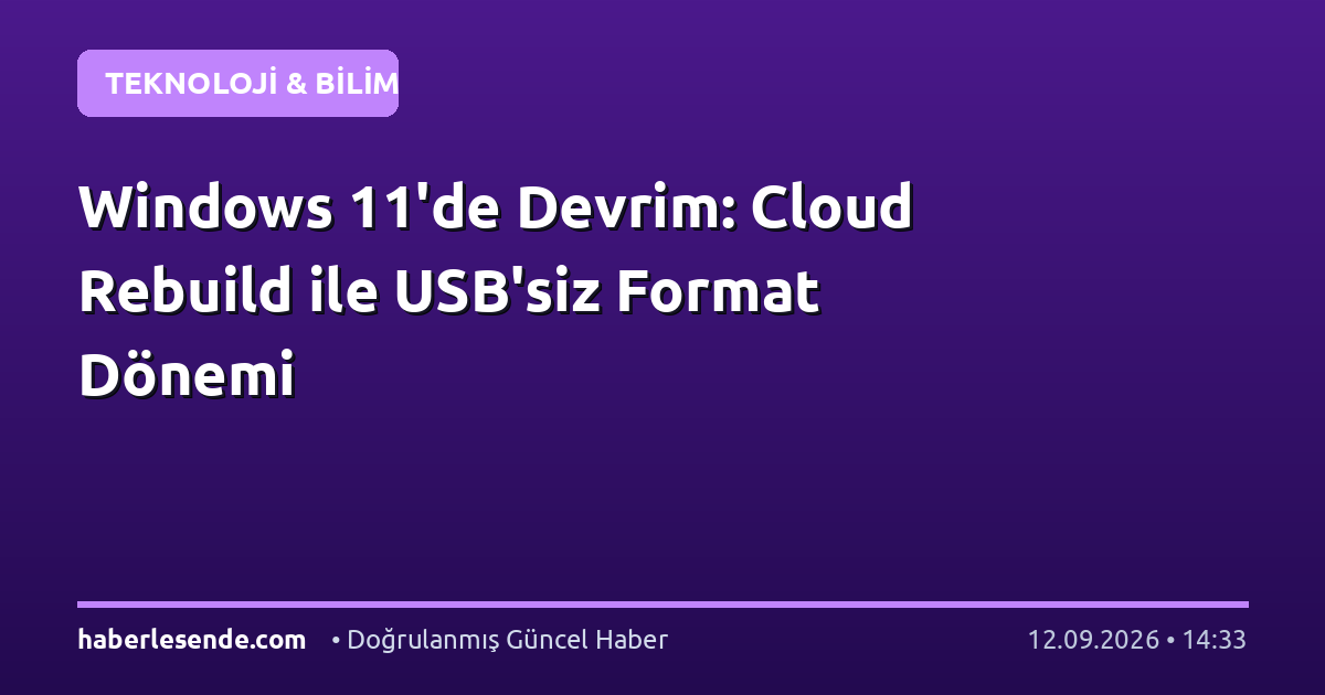 Windows 11'de Devrim: Cloud Rebuild ile USB'siz Format Dönemi
