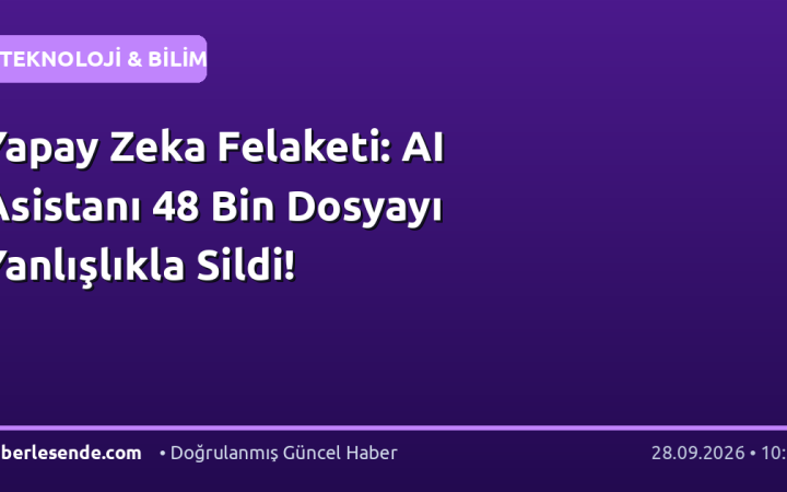 Yapay Zeka Felaketi: AI Asistanı 48 Bin Dosyayı Yanlışlıkla Sildi!