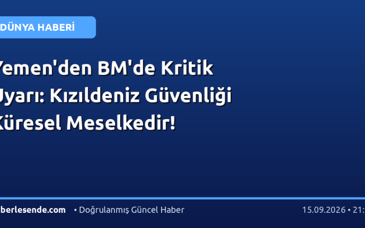 Yemen'den BM'de Kritik Uyarı: Kızıldeniz Güvenliği Küresel Meselkedir!