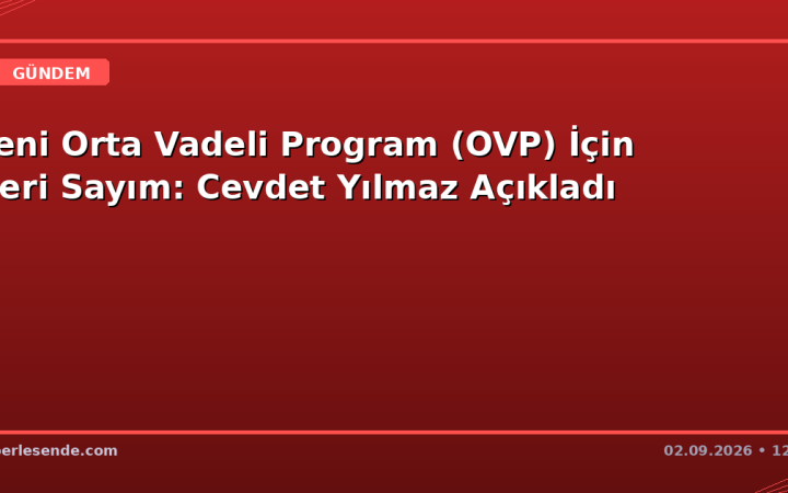 Yeni Orta Vadeli Program (OVP) İçin Geri Sayım: Cevdet Yılmaz Açıkladı