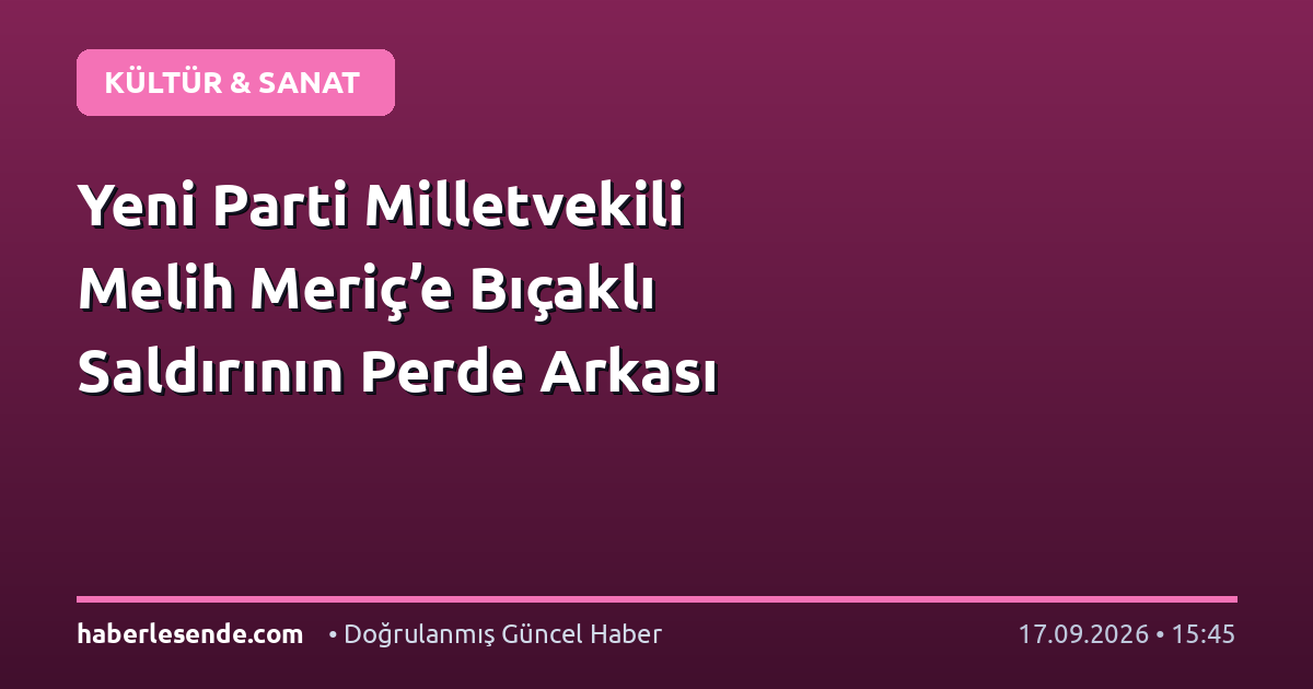 Yeni Parti Milletvekili Melih Meriç’e Bıçaklı Saldırının Perde Arkası