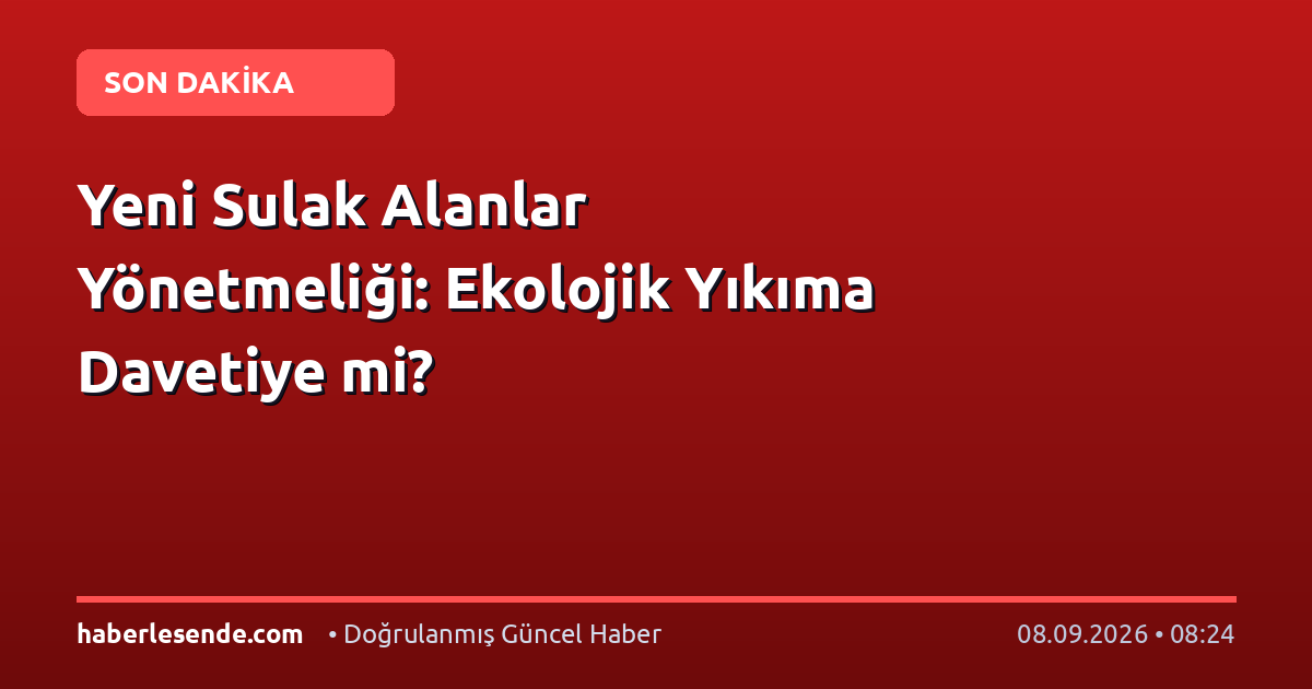 Yeni Sulak Alanlar Yönetmeliği: Ekolojik Yıkıma Davetiye mi?