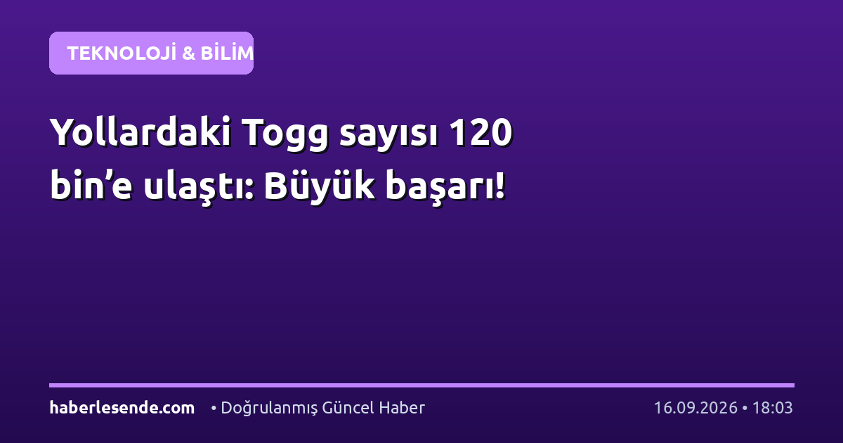 Yollardaki Togg sayısı 120 bin’e ulaştı: Büyük başarı!
