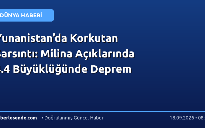 Yunanistan’da Korkutan Sarsıntı: Milina Açıklarında 4.4 Büyüklüğünde Deprem