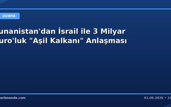 Yunanistan'dan İsrail ile 3 Milyar Euro'luk "Aşil Kalkanı" Anlaşması