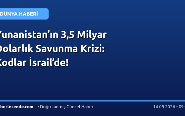 Yunanistan’ın 3,5 Milyar Dolarlık Savunma Krizi: Kodlar İsrail’de!