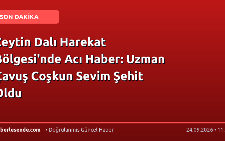 Zeytin Dalı Harekat Bölgesi'nde Acı Haber: Uzman Çavuş Coşkun Sevim Şehit Oldu