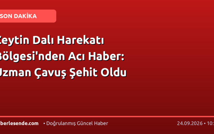 Zeytin Dalı Harekatı Bölgesi'nden Acı Haber: Uzman Çavuş Şehit Oldu