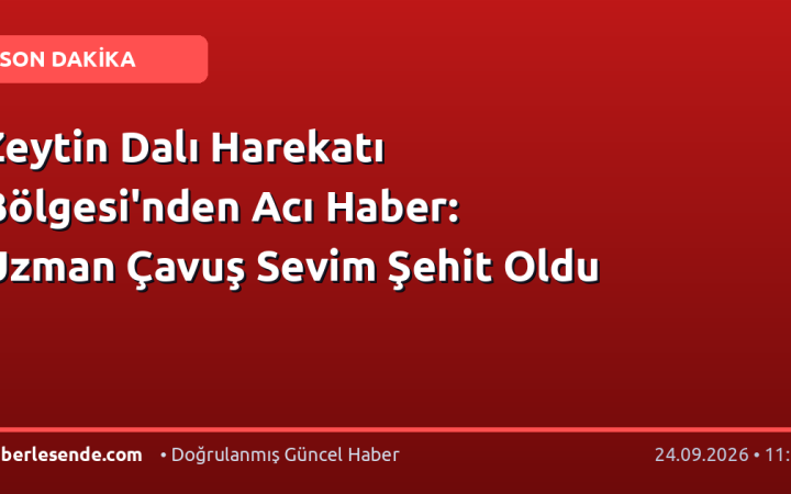 Zeytin Dalı Harekatı Bölgesi'nden Acı Haber: Uzman Çavuş Sevim Şehit Oldu