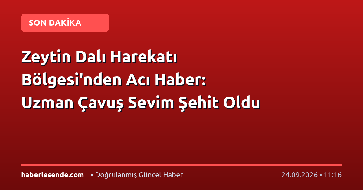 Zeytin Dalı Harekatı Bölgesi'nden Acı Haber: Uzman Çavuş Sevim Şehit Oldu