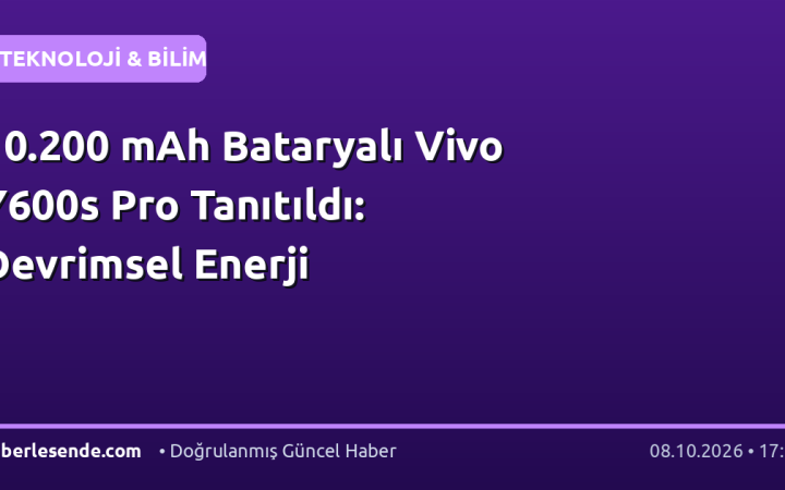 10.200 mAh Bataryalı Vivo Y600s Pro Tanıtıldı: Devrimsel Enerji