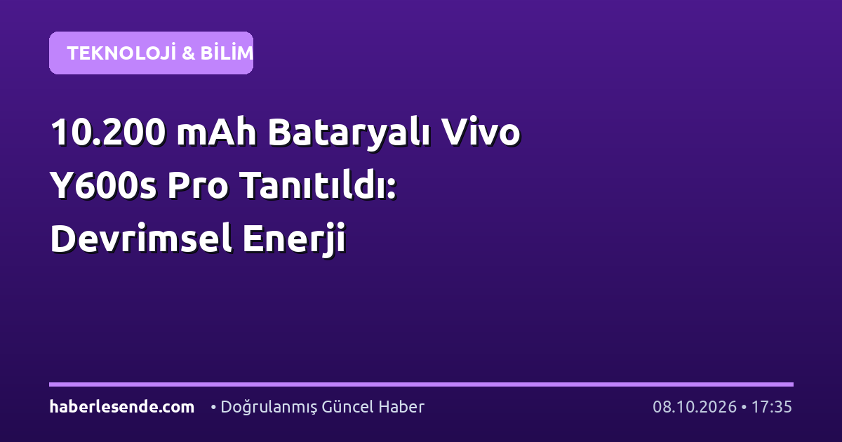 10.200 mAh Bataryalı Vivo Y600s Pro Tanıtıldı: Devrimsel Enerji