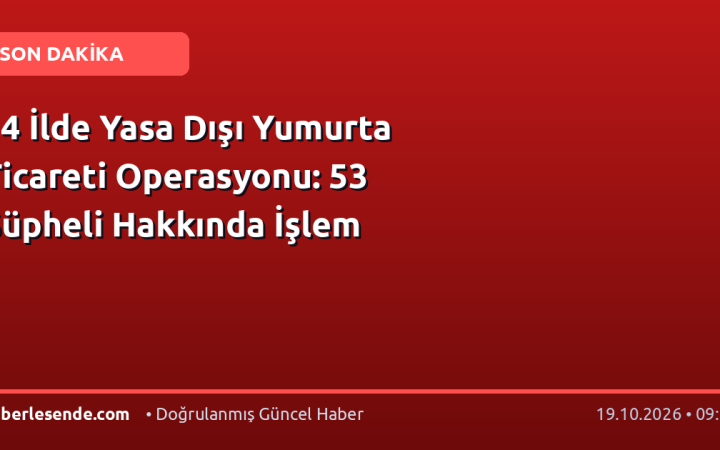 14 İlde Yasa Dışı Yumurta Ticareti Operasyonu: 53 Şüpheli Hakkında İşlem