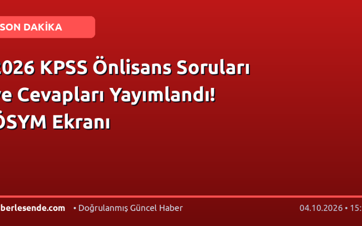 2026 KPSS Önlisans Soruları ve Cevapları Yayımlandı! ÖSYM Ekranı