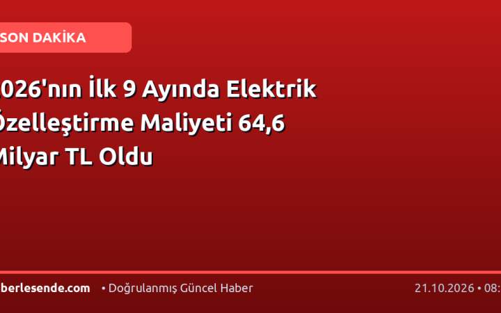 2026'nın İlk 9 Ayında Elektrik Özelleştirme Maliyeti 64,6 Milyar TL Oldu