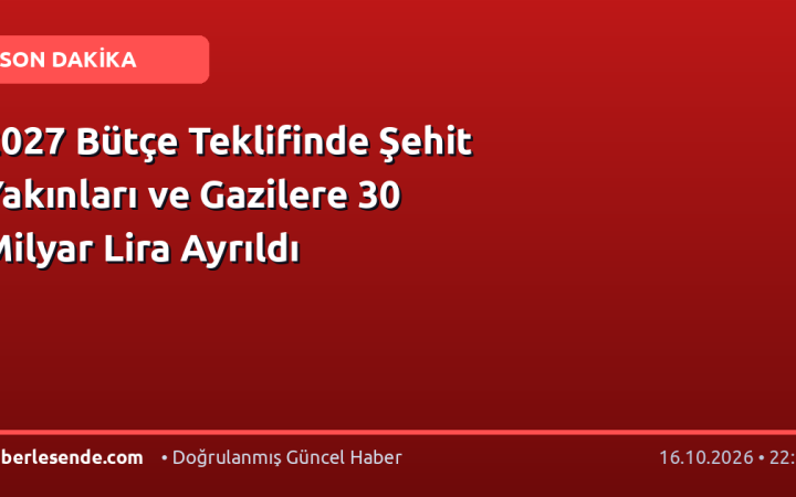 2027 Bütçe Teklifinde Şehit Yakınları ve Gazilere 30 Milyar Lira Ayrıldı