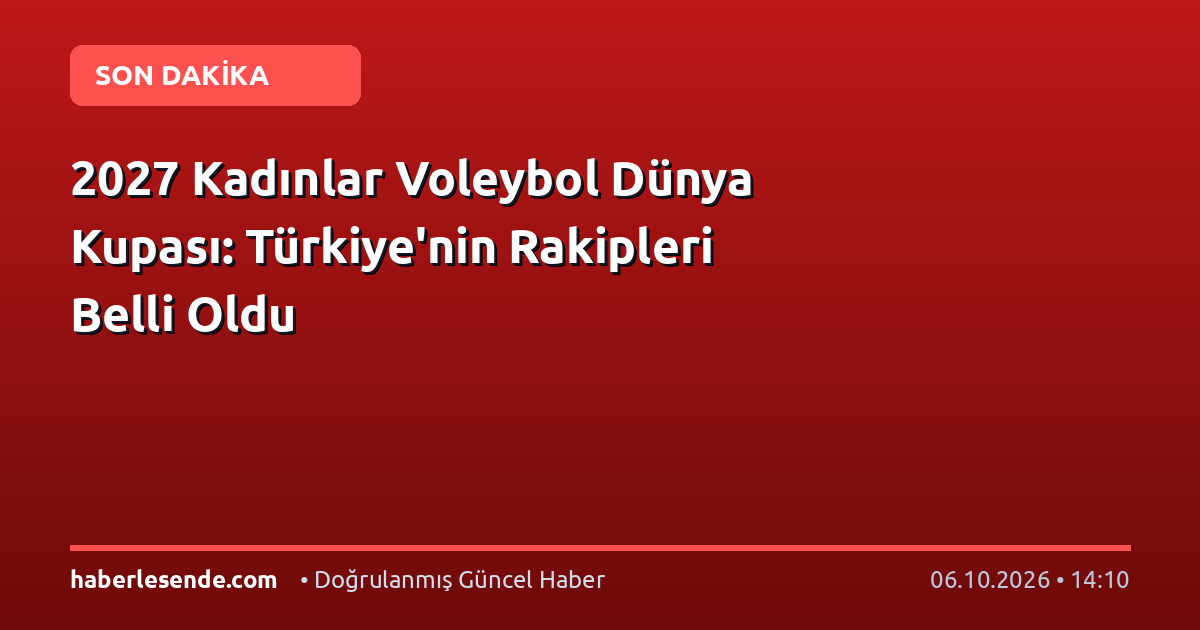 2027 Kadınlar Voleybol Dünya Kupası: Türkiye'nin Rakipleri Belli Oldu