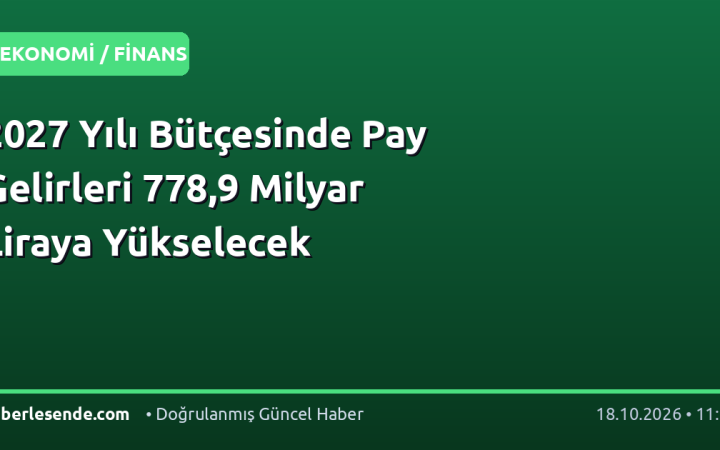 2027 Yılı Bütçesinde Pay Gelirleri 778,9 Milyar Liraya Yükselecek