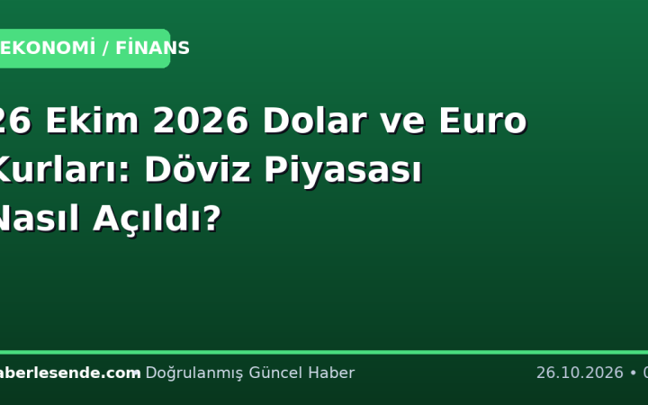 26 Ekim 2026 Dolar ve Euro Kurları: Döviz Piyasası Nasıl Açıldı?