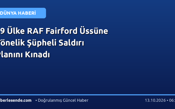 29 Ülke RAF Fairford Üssüne Yönelik Şüpheli Saldırı Planını Kınadı