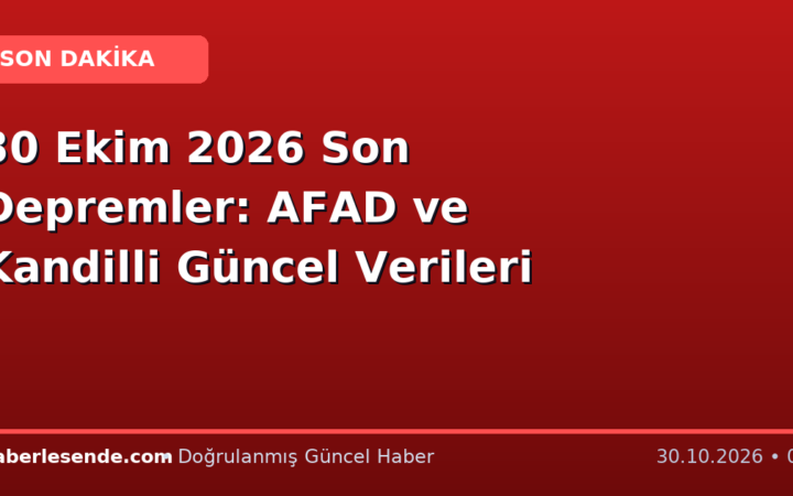 30 Ekim 2026 Son Depremler: AFAD ve Kandilli Güncel Verileri