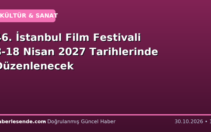 46. İstanbul Film Festivali 8-18 Nisan 2027 Tarihlerinde Düzenlenecek