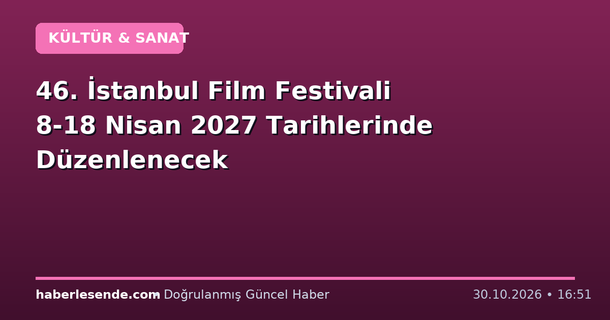 46. İstanbul Film Festivali 8-18 Nisan 2027 Tarihlerinde Düzenlenecek