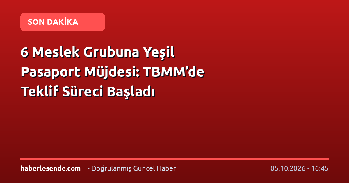 6 Meslek Grubuna Yeşil Pasaport Müjdesi: TBMM’de Teklif Süreci Başladı