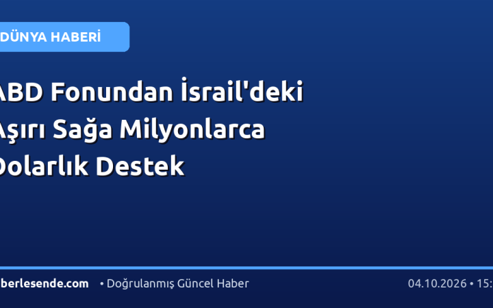 ABD Fonundan İsrail'deki Aşırı Sağa Milyonlarca Dolarlık Destek