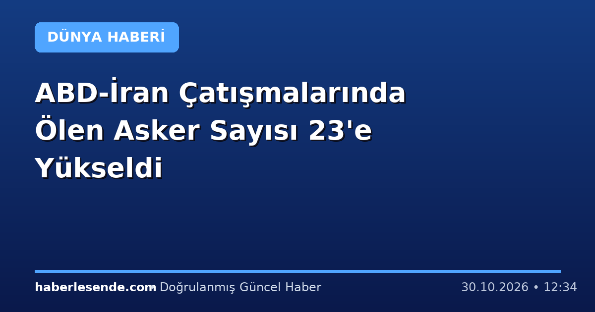 ABD-İran Çatışmalarında Ölen Asker Sayısı 23'e Yükseldi