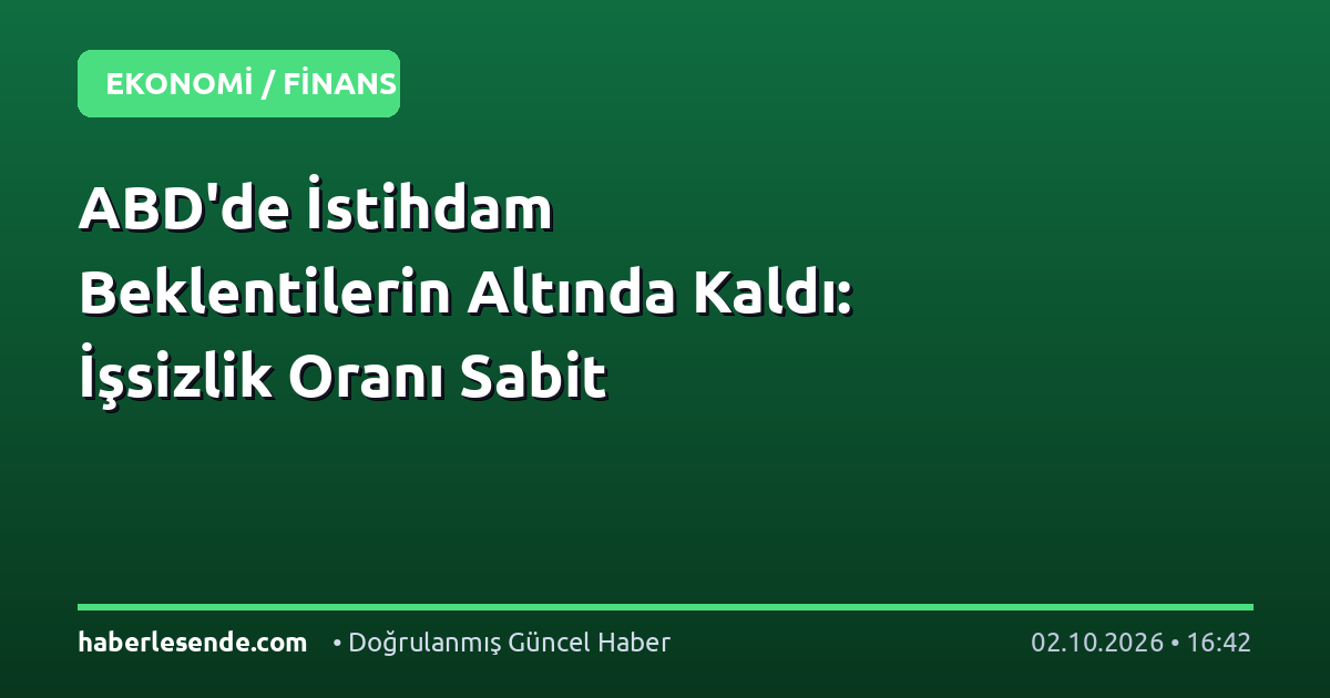 ABD'de İstihdam Beklentilerin Altında Kaldı: İşsizlik Oranı Sabit