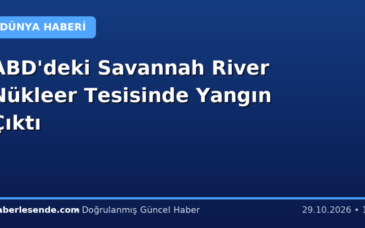 ABD'deki Savannah River Nükleer Tesisinde Yangın Çıktı