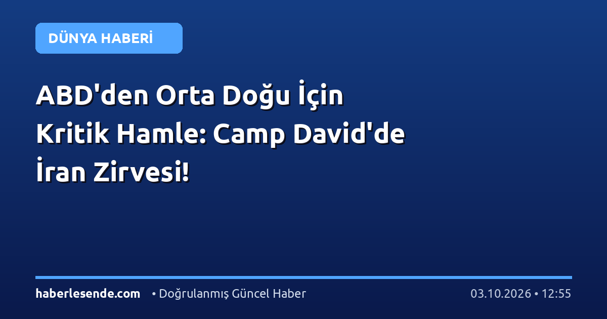 ABD'den Orta Doğu İçin Kritik Hamle: Camp David'de İran Zirvesi!