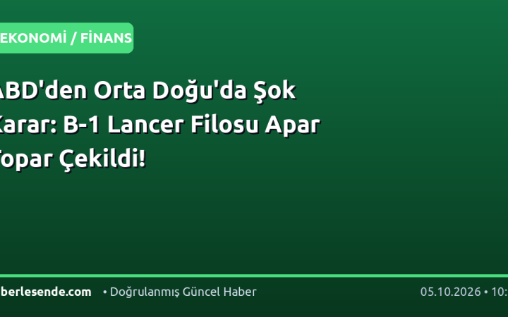 ABD'den Orta Doğu'da Şok Karar: B-1 Lancer Filosu Apar Topar Çekildi!