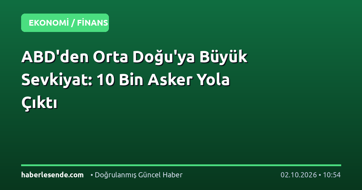 ABD'den Orta Doğu'ya Büyük Sevkiyat: 10 Bin Asker Yola Çıktı