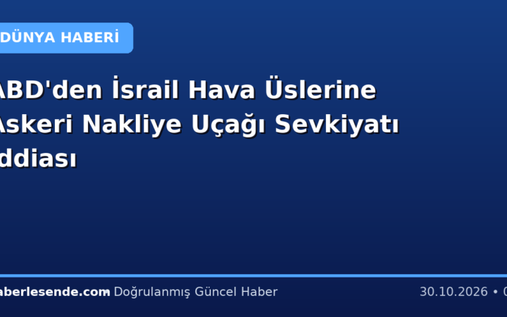 ABD'den İsrail Hava Üslerine Askeri Nakliye Uçağı Sevkiyatı İddiası