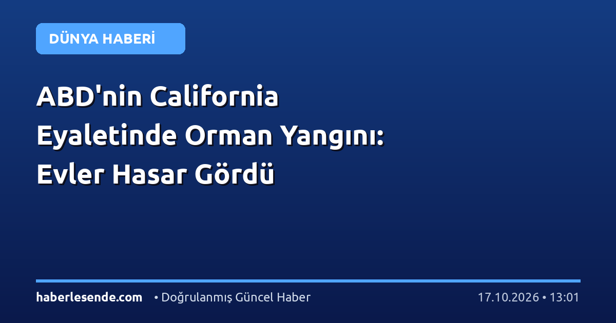ABD'nin California Eyaletinde Orman Yangını: Evler Hasar Gördü
