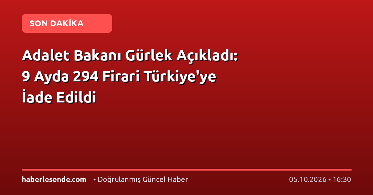 Adalet Bakanı Gürlek Açıkladı: 9 Ayda 294 Firari Türkiye'ye İade Edildi