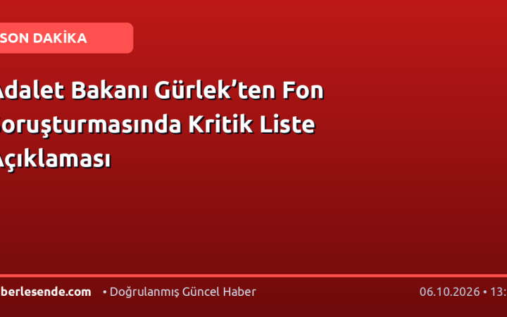 Adalet Bakanı Gürlek’ten Fon Soruşturmasında Kritik Liste Açıklaması