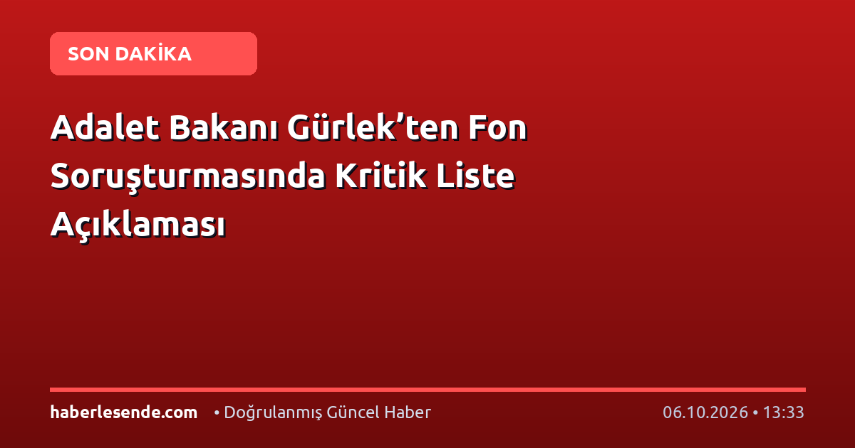 Adalet Bakanı Gürlek’ten Fon Soruşturmasında Kritik Liste Açıklaması