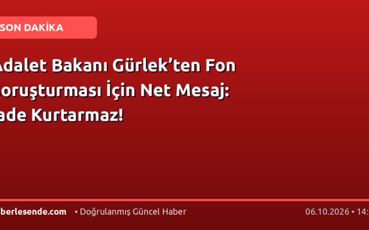 Adalet Bakanı Gürlek’ten Fon Soruşturması İçin Net Mesaj: İade Kurtarmaz!